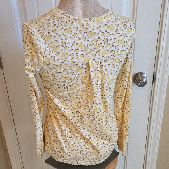 Yellow Flower Print Long Sleeve Top - Picture 2 of 6